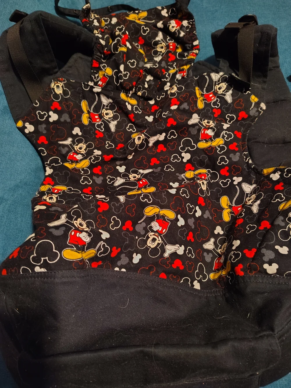 Black Mickey Mouse Print Kids Bib/Carrier - Classic Cartoon Design